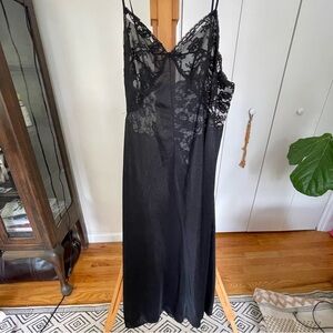 Vintage black lace slip dress